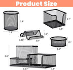 Black Mesh Pen Holder for Desk Pencil Holders 5 Pieces Desk Organizer Office Supplies Caddy with Sticky Notes Holder for Office Home - Image 2