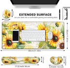 Large Gaming Mouse Pad+ Keyboard Wrist Rest Set, Ergonomics Memory Foam Mouse Mat Wrist Rest Support for Home Office, Waterproof Extended Mousepad 31.5x11.8in, Sunflower White Desk Pad - Image 6