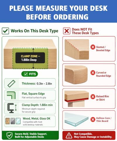 LUKETURE 2 Tier Desk Side Storage, No Drill Laptop Mount with Pen Holder - Image 5