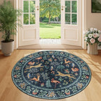 DUKINO 4ft Round Rug, Washable Animal Round Area Rug Non Slip, Navy Blue by DUKINO