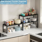 Expandable Cabinet Shelf Organizer, Metal Kitchen Countertop Storage Shelf - Image 5