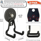 ULIBERMAGNET New Upgraded Large Magnetic Hooks,Strong Heavy Duty Magnet Hooks for Power Drill,Broom,Garden Tools, Pegboard, Garage, Workshop,Hardware, 10 Pack Magnet Storage Holder for Hanging(Black) - Image 2