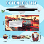 Sports Car Desk Mat Set Racing Drift Sunset Speed Mouse Pad with Wrist Rest 4in1 Desk Mat for Desktop Ergonomic Computer Desk Arm Wrist Anti-Slip Computer Ergonomic Mouse Pad Home Office Gaming - Image 2