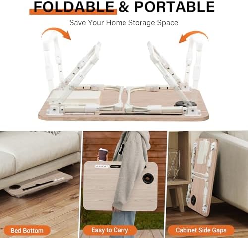 Lap Desk for Bed Adjustable Height with USB Port 23.6" x15.7" Desktop - Image 7