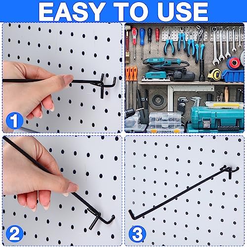 Shimeyao 100 Pcs Peg Board Hooks Stainless Steel Pegs,12 Inch,Black - Image 4