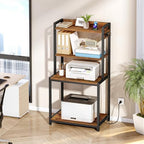 HOOBRO Printer Stand with Charging Station, 4-Tier Printer Table with Storage, Large Tall Printer Shelf, for Home Office, Kitchen, Living Room, Black and Rustic Brown BF13UPS01 - Image 3