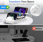 510W Fast Charging Station for Multiple Devices, 10 Port USB C Charger Station with Flame-Retardant Material & 8 Cables for iPhone, Android, iPad, Tablets, Family Office Desk Charging Dock Organizer - Image 6