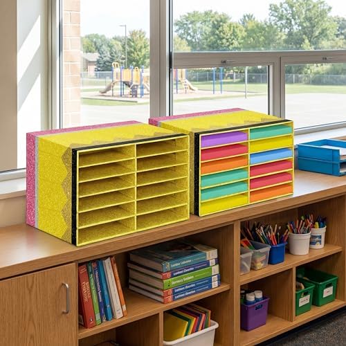 Colingmill 2 Pcs Pencil Classroom Paper Storage Organizer 19x12inch - Image 2