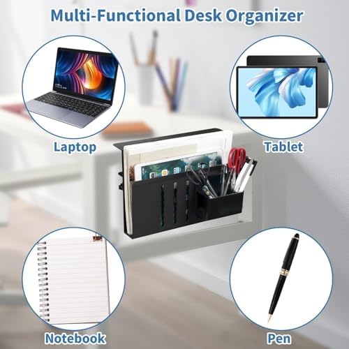 Desk Side Storage Organizer, Under Desk Laptop Holder with Magnetic Slot - Image 5