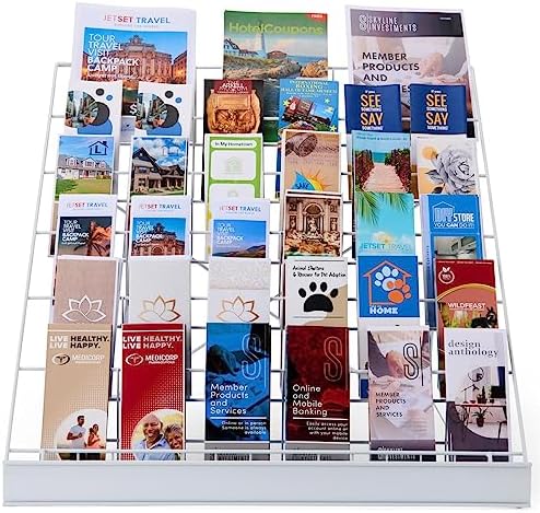 Displays2go 6-Tier Wire Countertop Literature Rack, White - Image 3