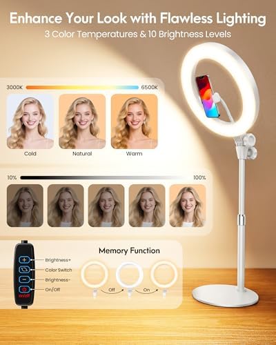 Desk Ring Light with Stand for Computer, Zoom Lighting for Computer - Image 5