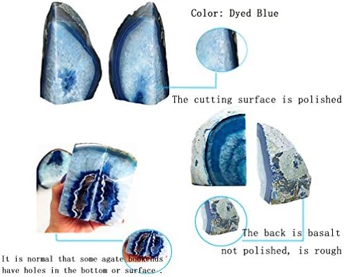 JIC Gem Blue Agate Geode Bookends Heavy Duty Hippo bookends 1 Pair 3-4Lbs - Image 4