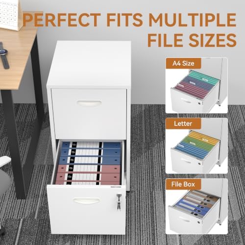 Polup 2 Drawer File Cabinet with Lock, Metal Filing Cabinet for Home Office - Image 5