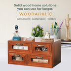 Store and Display Wooden Desk Top Organizer Cabinet - Mahogany Wood Display Chest with 4 See-Through Drawers - Additional Storage for Work Table, Vanity, Dresser Shelf or Kitchen Counter - Image 7