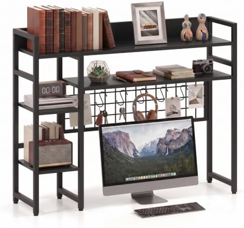 DREAMADE 4-Tier 37" Desk Hutch, Desk Shelf, Black by DREAMADE