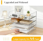 HIYOHIYO Clear Office Desk Organizer for A4 Letter Paper, 4 Tier Horizontal - Image 6