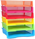 ZZYFGH 6 Pack Turn in Trays Classroom, Colorful Turn in Trays for Teachers, Plastic Classroom Paper Organizers, Stackable Tray for Classroom, Library, Drawers, Office Desk(13.4 * 9.5 * 2.7in) by ZZYFGH