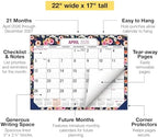 Desk PAD: 22" x 17" Large Print Desk Pad Calendar, APR 2026 - DEC 2027, 21 Months, (Small Navy Floral) - Image 2