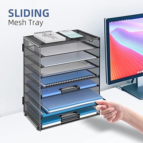 9-Tier Paper Organizer for Desk, Letter Tray with Handles, Black, 2 Pack - Image 6