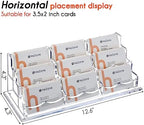 HeZone Business Card Holder for Desk, Multiple Cards Display Stand Rack for Women and Men, Clear Acrylic Card Organizer 9 Slot 3 Tiers - Image 3