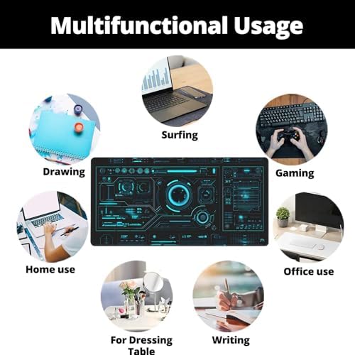 48x24in Cyberpunk Gaming Mouse Pad, Futuristic HUD Extended Desk Mat - Image 6