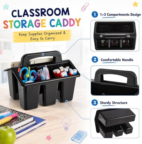 gisgfim 8 Pack Black Classroom Caddy Table Organizer with Handle - Image 3