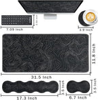 Keyboard Wrist Rest and Mouse Pad with Wrist Support Set Ergonomic Coaster,Memory Foam,Easy Typing Pain Relief,Large XL Desk Mat 31.5"x 11.8",Topographic Contour - Image 2