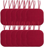 Sweet Home Collection Chair Cushion Memory Foam Pads with Ties Honeycomb Pattern Slip Non Skid Rubber Back Rounded Square 16" x 16" Seat Cover, 12 Pack, Red 12 Pack by SweetHomeCollection