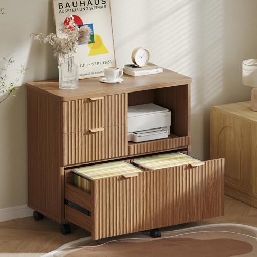 Bestier Filing Cabinet 3 Drawer Wood File Cabinet for A4/Letter/Legal Brown by Bestier