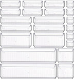 Criusia 22 Pcs Drawer Organizer Bins, Acrylic Non Slip Kitchen Drawer Organizers Storage Tray Divider, Multifunctional Storage for Cosmetics, Bathroom, Tools, Kitchen and Office by Criusia