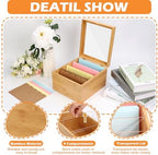 4x6 Index Card Holder with Dividers Bamboo Index Card Organizer Box 4 Compartments Flash Cards Holder with Lid 150 Index Flash Cards 25 Index Cards Dividers 2 Letter Smile Stickers for Office Business - Image 3
