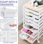 SYKIARIOL Rolling Storage Cart with Drawers, 8 Drawers Utility Cart,White - Image 5