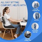 Benazcap Large Memory Foam Seat Cushion Lumbar Support Pillow for Sciatica & Tailbone Pressure Relief Coccyx Pad for Office Chair, Wheelchair, Car, Home, Office, Grey - Image 3