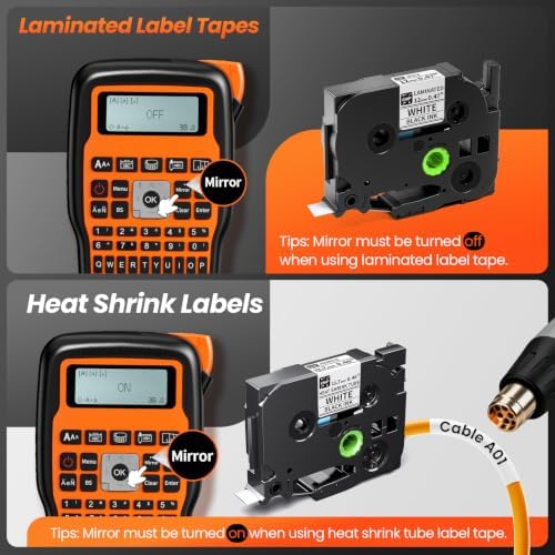 Vixic Heat Shrink Label Maker, Wire Label Makers Cable Labels 11.7mm, Industrial Labeling Machine for Electrician Technician Network, E1000 Labeler Machine with Tape, Electrical Wiring Flag Labelmaker - Image 6