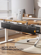 39" No Drill Under Desk Cable Management Tray (Black) - Image 2
