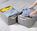 TheWarmHome Storage Bins - Medium 3 Pack Storage Baskets for Organizing Shelves | Fabric Storage Cubes Organizer for Linen Closet Nursery Home Decor Grey - Image 4