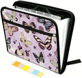 WEBEEDY Butterflies Flowers Expanding File Folder 13 Pockets Portable Accordion File Organizer with 12 Color Labels and Zipper, Expandable Files Folder for Document Photo Letter Receipt, A4 Size by WEBEEDY