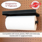 Pegboard Paper Towel Holder with Hooks, Peg Board Organizer Accessory - Image 6