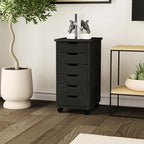 Corinne Black Six Drawer Rolling Storage Cart by Linon - Image 6