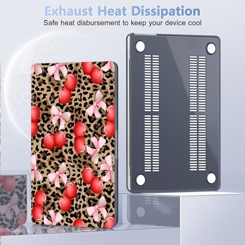 Case for 2026/2025/2024/2023 MacBook Air 15-inch Laptop Release M5 A3448 /M4 A3241 /M3 A3114 /M2 A2941, Stylish Protective Hard Shell Cover for MacBook Air 15.3 inch, Leopard Cherry - Image 4