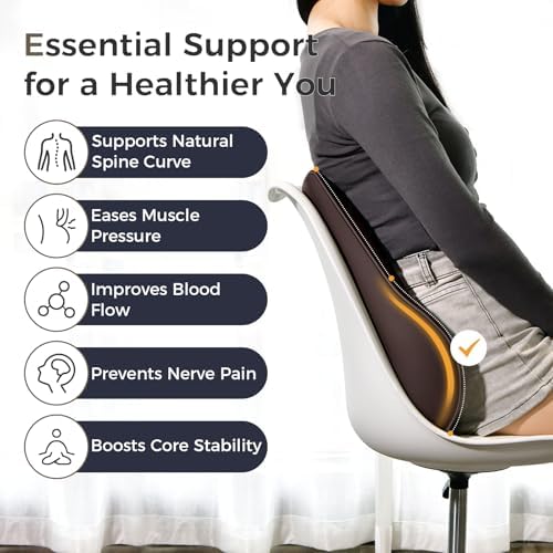 Coverado Lumbar Support Pillow for Car, Ergonomic Memory Foam Back Pillow for Office Chair, New Back Cushion for Pain Relief, PU Leather Car Lumbar Support for Driving Seat - Image 3
