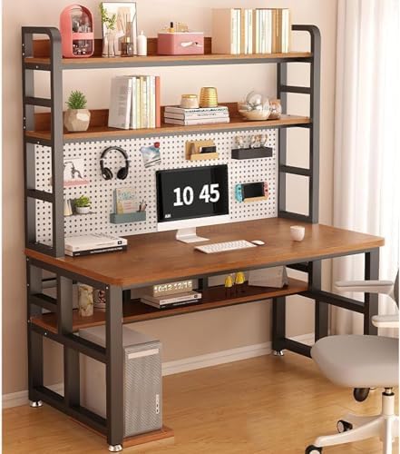 Pegboard Wall Organizer Panels.Modern Industrial Computer Desk with Storage Shelves & Pegboard – Stylish Home Office Writing Workstation Table for Study & Productivity，（Oak，39in） by Unknown