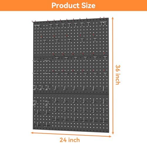 WALMANN 96 PCS Pegboard Kit with Hooks, 36x24 in Tools Storage Pegboard - Image 3