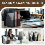 Sliner 4 Pack Metal Magazine Holder Black Mesh Steel Document Rack 1 Section File Organizer Extra Wide Magazine Folder Storage Desk Tidy for Office Home, 12.6”x 9.8”x 3” - Image 6
