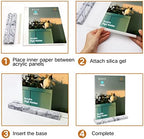 vrupin 2 Pack 8.5x11 Acrylic Sign Holder, Acrylic Frame Natural Marble Base, Clear Plastic Sign Holder Picture Photo Frames, Flyer Document Paper Display Stand for Office Desktop (white marble) - Image 3