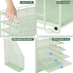 AUPSEN Desk Organizers and Accessories, 5-Tier Desktop Paper File Organizer with Removable File Holder, Desk Accessories & Workspace Organization for Home Office Supplies (Mint) - Image 6