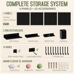 Magnetic Metal Pegboard Wall Organizer Kit, 4 Pack 10 x 10 in Panels Black - Image 4