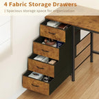 YOMILUVE 58" L Shaped Desk with Bookshelf and 3 Drawers for Home Office - Image 6