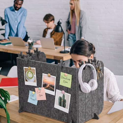 Foldable Felt Desk Privacy Panel 16 x 48 Inches, Acoustic Partition, Noise Reducing Desk Divider, Privacy Table Screen with 4 Bases & 8 Mini Crown Clips for Open Workspace Office Home - Image 5