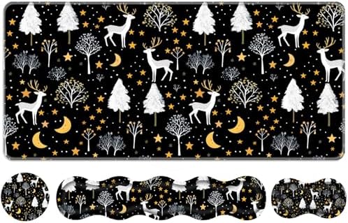 Keyboard Wrist Rest Set,Memory Foam Wrist Support Mouse Pad,31.5"x11.8" Desk Mat for Comfortable Typing & Pain Relief,Non-Slip Base for Office & Home Use - Cute Training Deer and Trees by Unknown